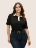 Stretchy Woven Shirt Collar Contrast Blouse sold by Bloomchic