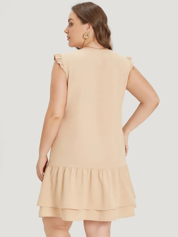 Plain Ruffle Cap Sleeve Button Through Dress sold by Bloomchic product image thumbnail 2