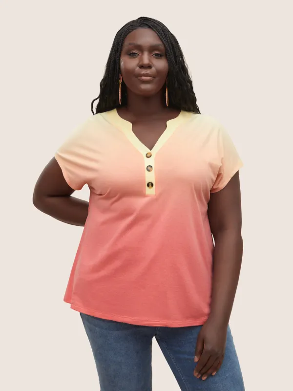 Ombre Contrast Batwing Sleeve T-shirt sold by Bloomchic