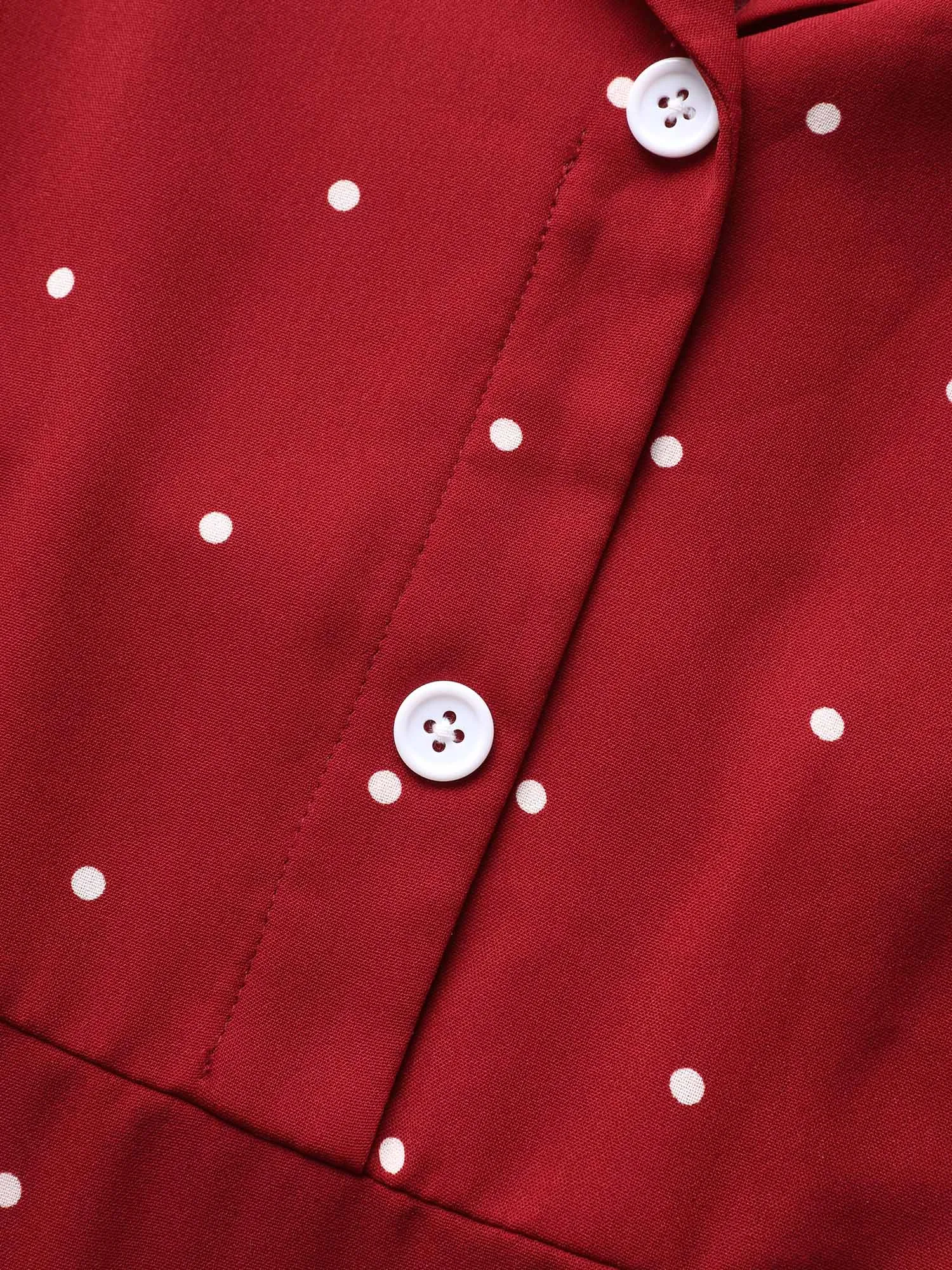 Polka Dot Suit Collar Button Detail Midi Dress sold by Bloomchic product image thumbnail 5