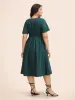 Square Neck Ruffle Sleeve Shirred Dress sold by Bloomchic