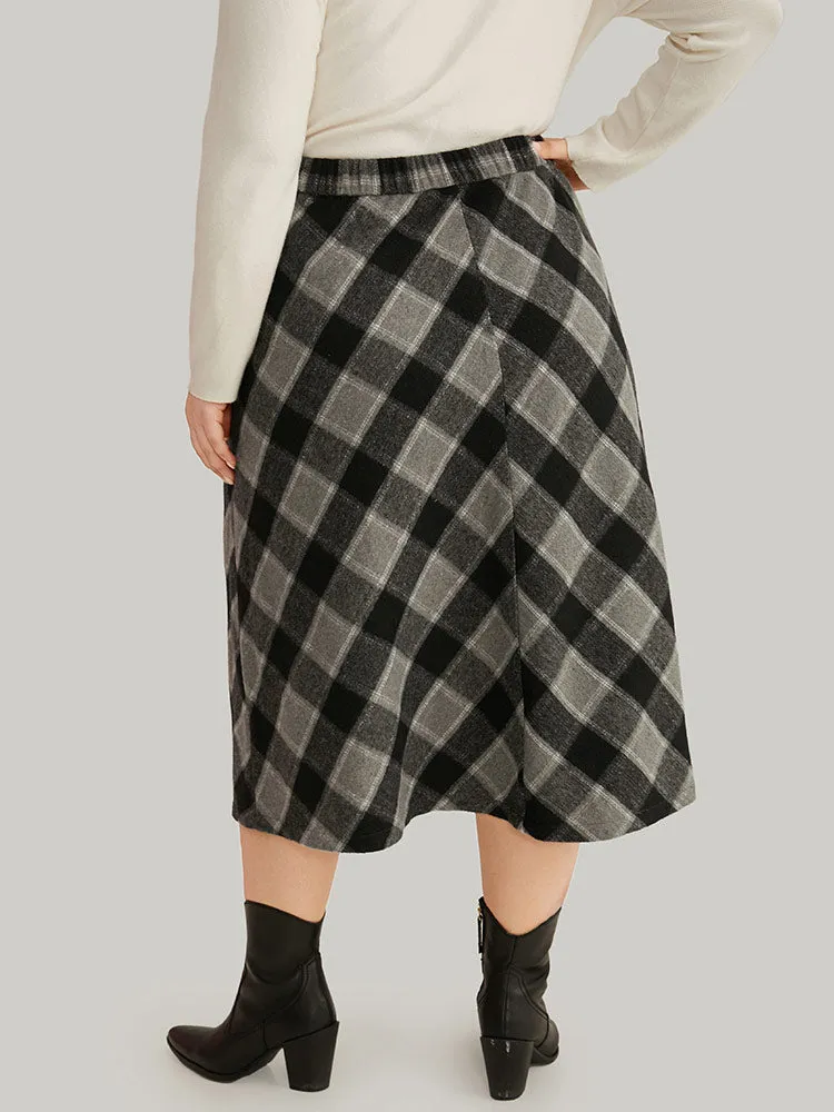 Plaid Button Detail Pocket Skirt sold by Bloomchic product image thumbnail 4