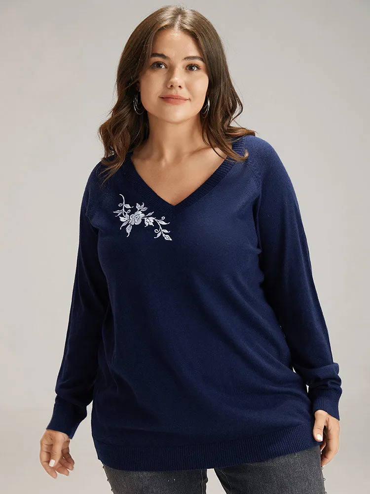 Supersoft Essentials Floral Embroidered Pullover sold by Bloomchic