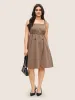 Spaghetti Strap Solid Elastic Waist Dress sold by Bloomchic