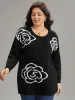 Floral Print Two Tone Drop Shoulder Pullover sold by Bloomchic