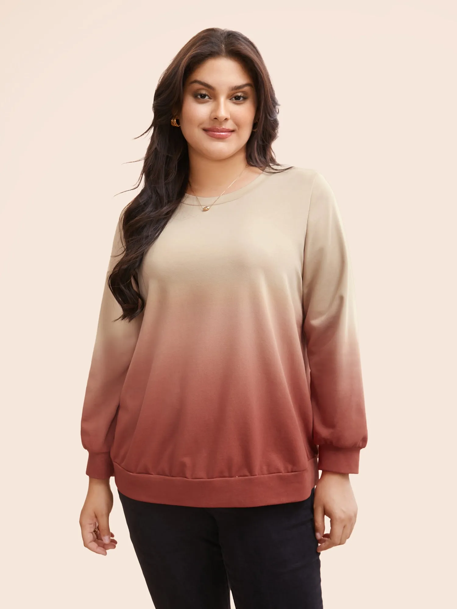 Gradient Dyeing Round Neck Sweatshirt sold by Bloomchic