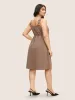Spaghetti Strap Solid Elastic Waist Dress sold by Bloomchic