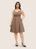 Spaghetti Strap Solid Elastic Waist Dress sold by Bloomchic