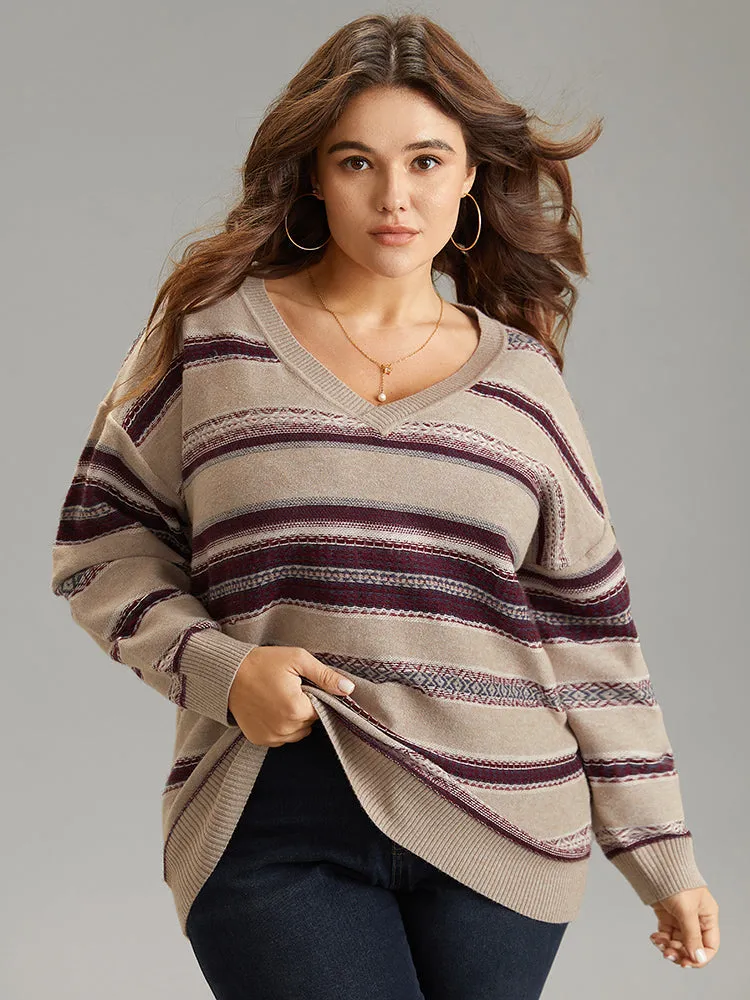 Supersoft Essentials Striped Print Drop Shoulder Pullover sold by Bloomchic product image thumbnail 3