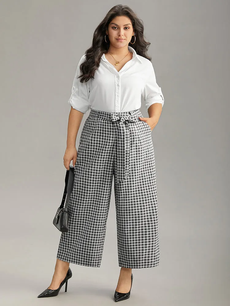 Plaid Belted Bowknot Wide Leg Pants sold by Bloomchic product image thumbnail 3