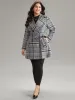 Plaid Button Up Pocket Belted Lapel Collar Coat sold by Bloomchic