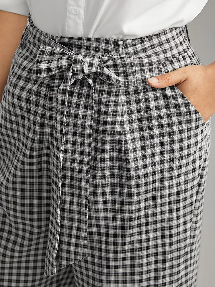Plaid Belted Bowknot Wide Leg Pants sold by Bloomchic product image thumbnail 4