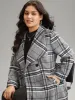 Plaid Button Up Pocket Belted Lapel Collar Coat sold by Bloomchic