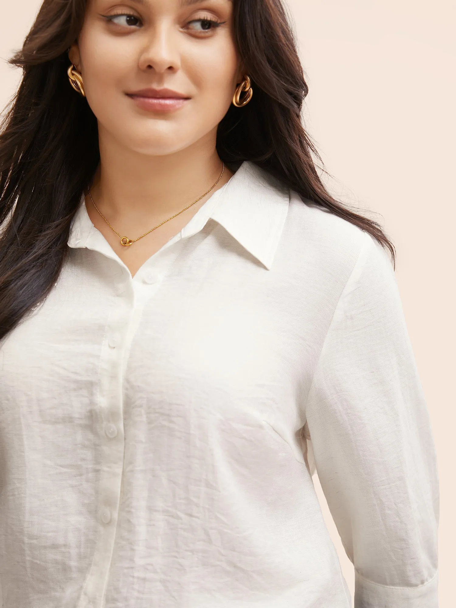 Solid Cotton Linen Shirt Collar Blouse sold by Bloomchic product image thumbnail 5