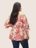 Tropical Print One Shoulder Neck Shirred Blouse sold by Bloomchic