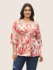 Tropical Print One Shoulder Neck Shirred Blouse sold by Bloomchic