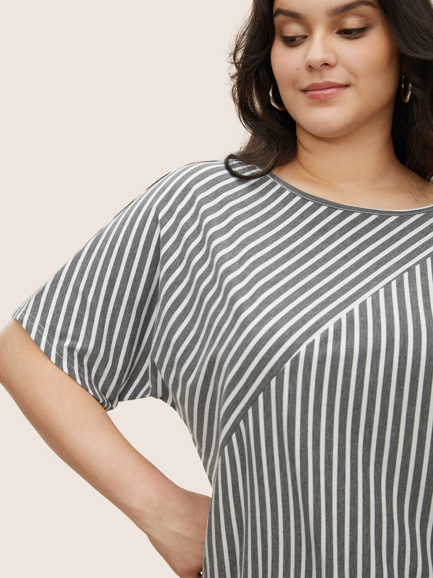 Stripes Round Neck Dolman Sleeve T-shirt sold by Bloomchic product image thumbnail 4