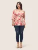 Tropical Print One Shoulder Neck Shirred Blouse sold by Bloomchic