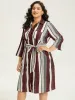 Striped Contrast Pocket Button Through Belted Shirt Collar Dress sold by Bloomchic