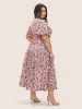 Floral Print V Neck Pleated Belted Dress sold by Bloomchic
