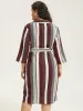 Striped Contrast Pocket Button Through Belted Shirt Collar Dress sold by Bloomchic
