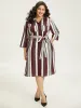 Striped Contrast Pocket Button Through Belted Shirt Collar Dress sold by Bloomchic