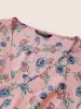Floral Print V Neck Pleated Belted Dress sold by Bloomchic