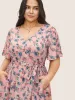 Floral Print V Neck Pleated Belted Dress sold by Bloomchic