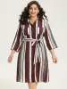 Striped Contrast Pocket Button Through Belted Shirt Collar Dress sold by Bloomchic