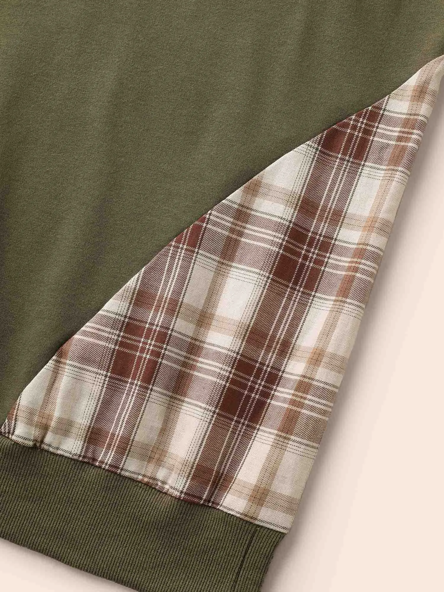 Round Neck Gingham Patchwork Sweatshirt sold by Bloomchic product image thumbnail 5