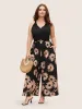 Floral Tie Knot Patchwork Frill Trim Jumpsuit sold by Bloomchic