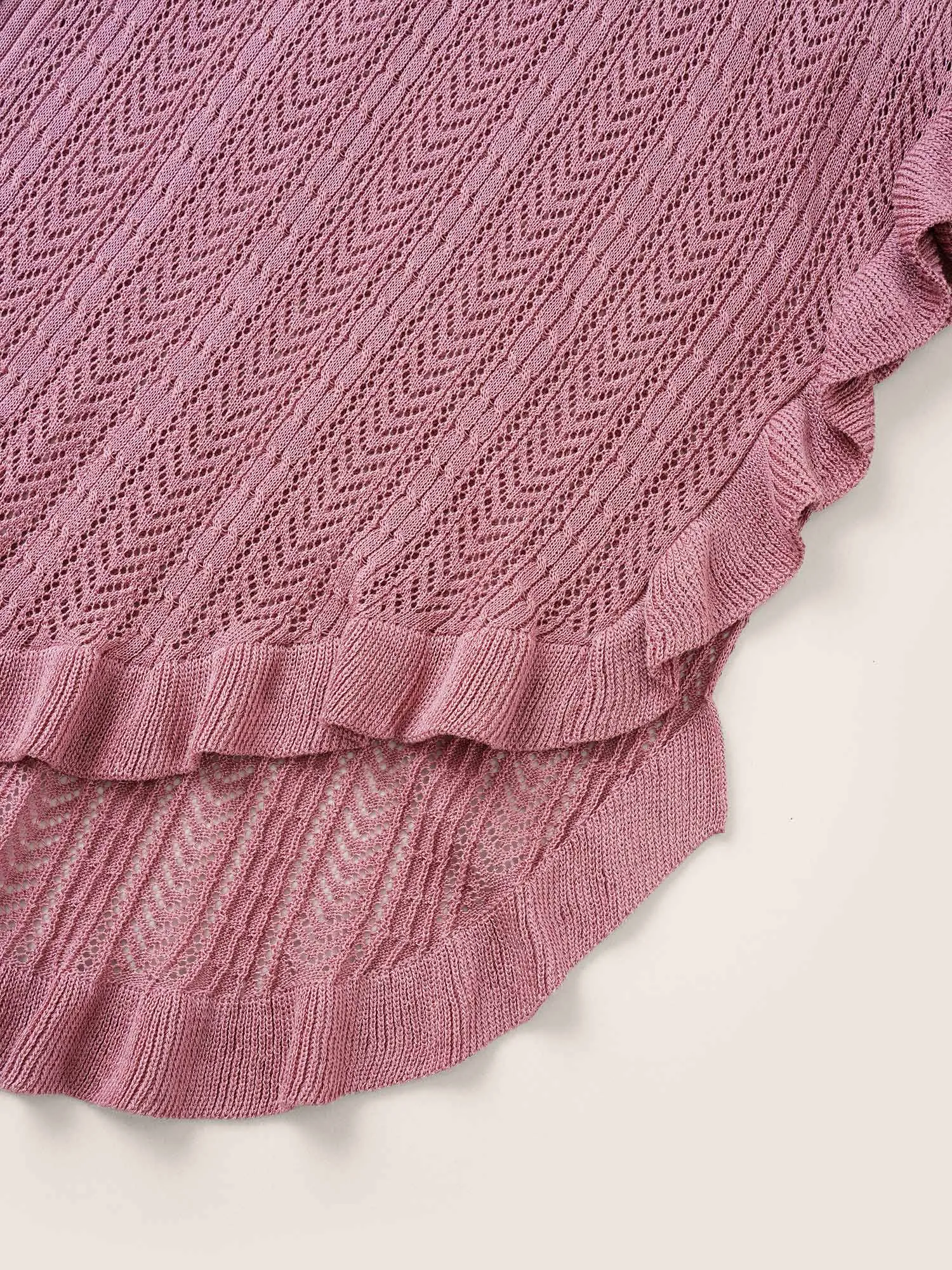 Solid Ruffles Dolman Sleeve Split Hem Cardigan sold by Bloomchic product image thumbnail 5