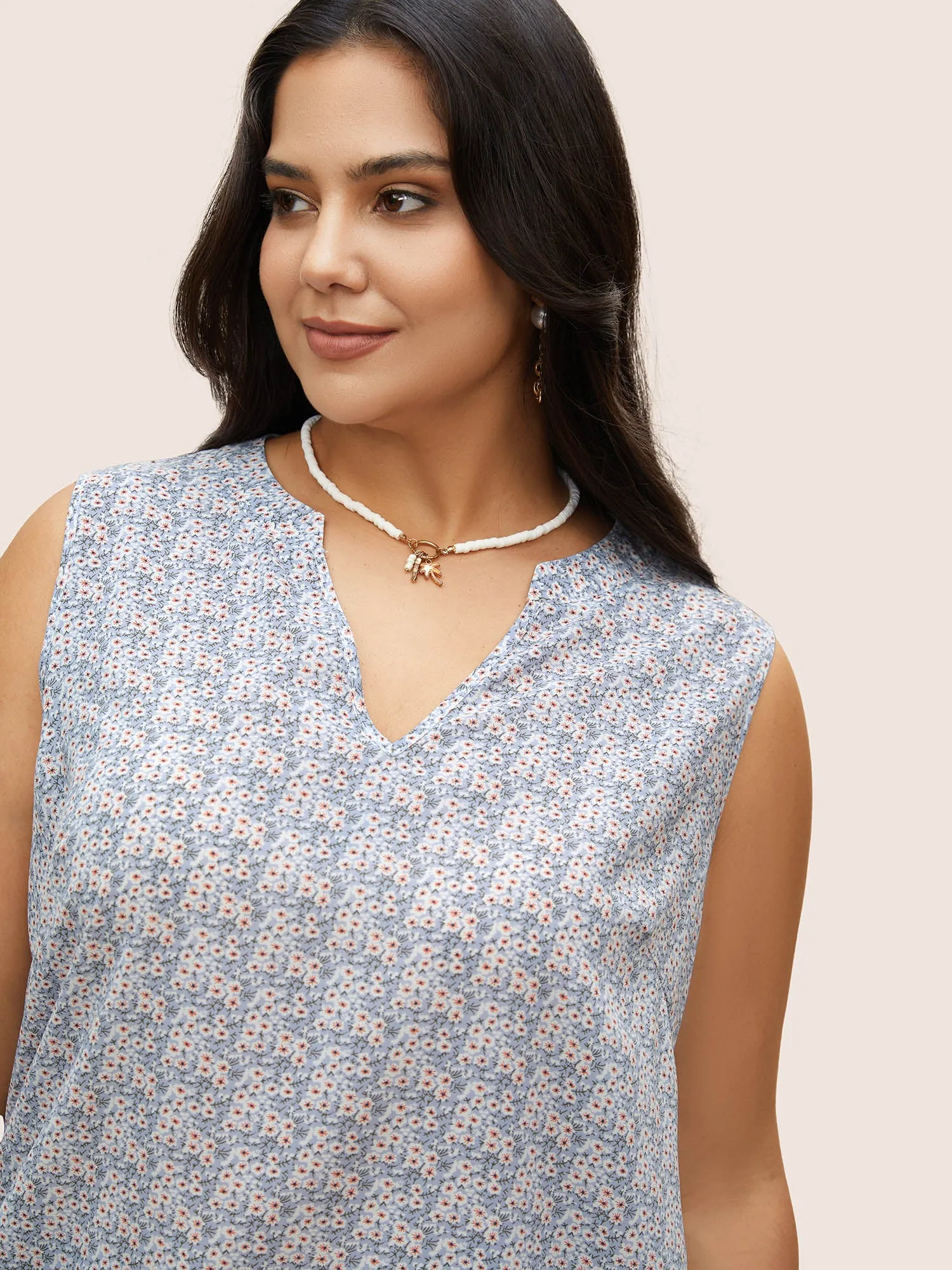 Ditsy Floral Patchwork Ruffle Hem Tank Top sold by Bloomchic product image thumbnail 3