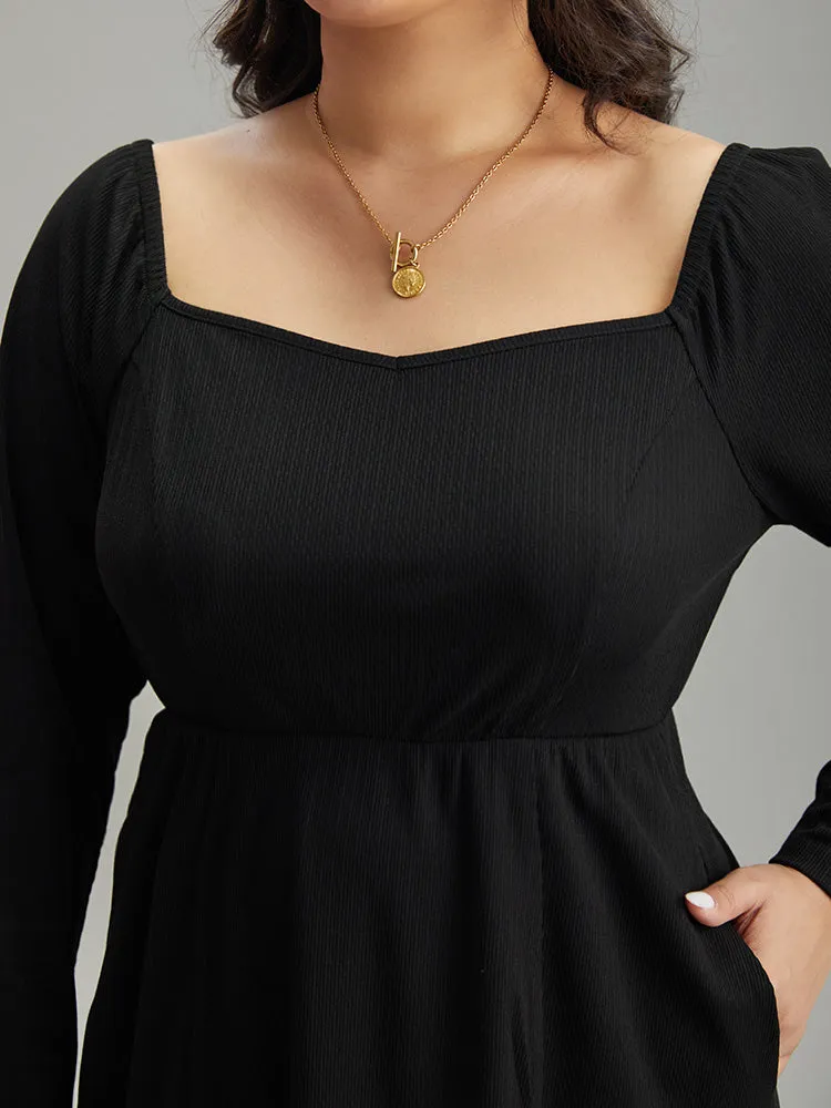 Rib Knit Split Side Square Neck Dress sold by Bloomchic product image thumbnail 5