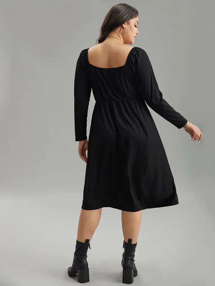 Rib Knit Split Side Square Neck Dress sold by Bloomchic product image thumbnail 2