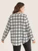 Plaid Tab Sleeve Button Up Notched Blouse sold by Bloomchic