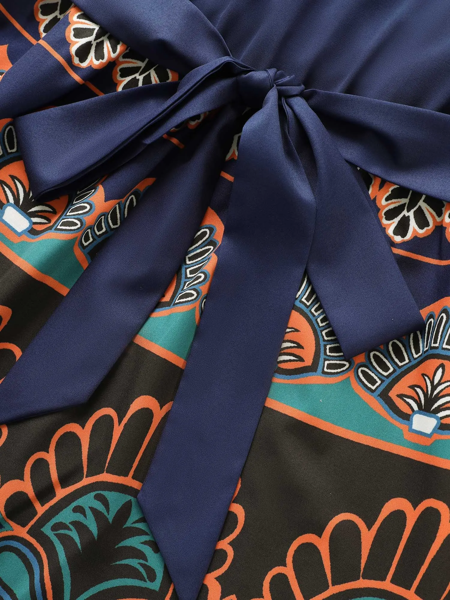 Boho Print Patchwork Ruffle Sleeve Dress sold by Bloomchic product image thumbnail 5