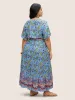 Rayon Boho Print Overlap Collar Dress sold by Bloomchic