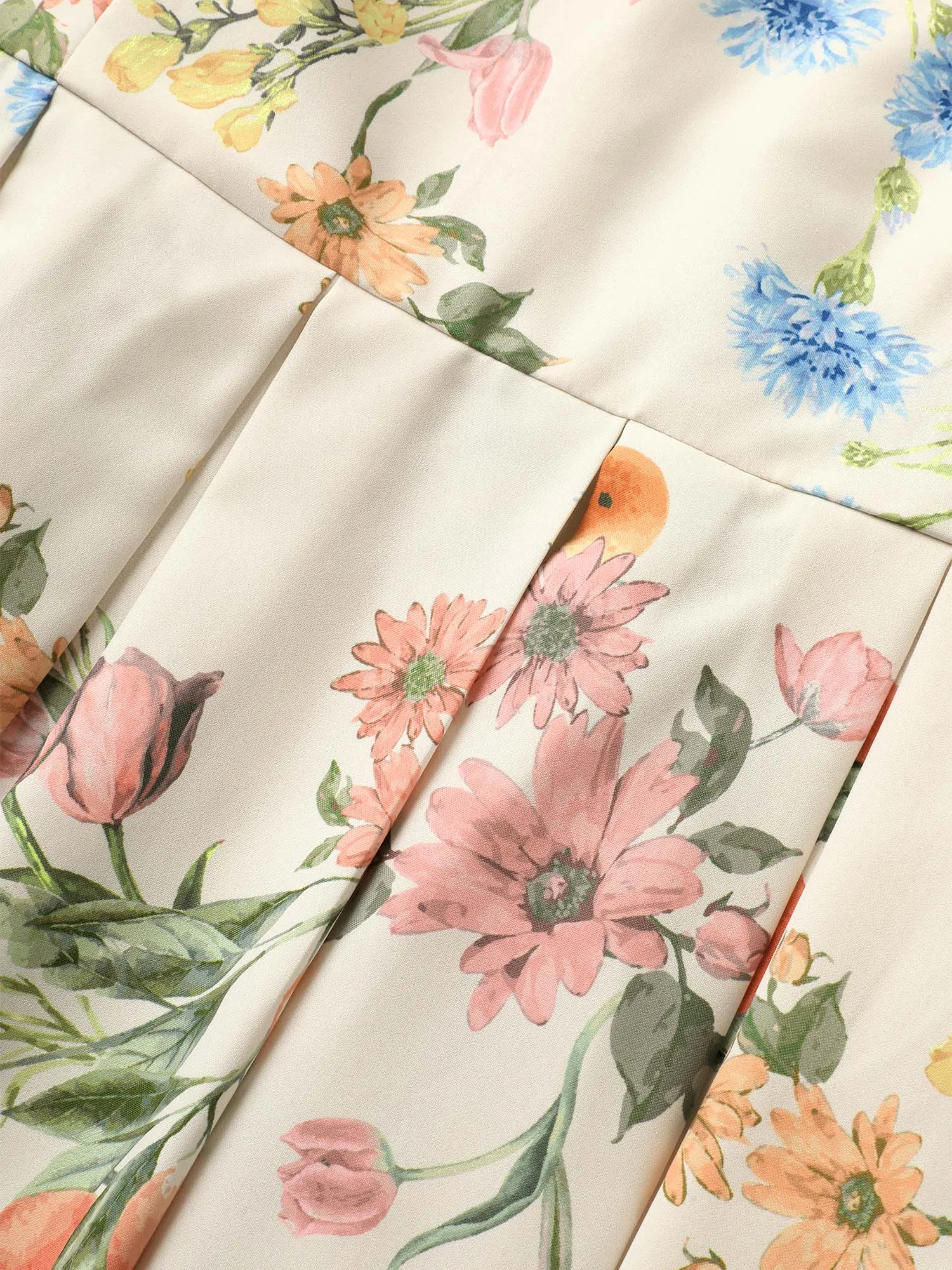 Citrus Orange Print Plicated Detail Cami Dress sold by Bloomchic product image thumbnail 5