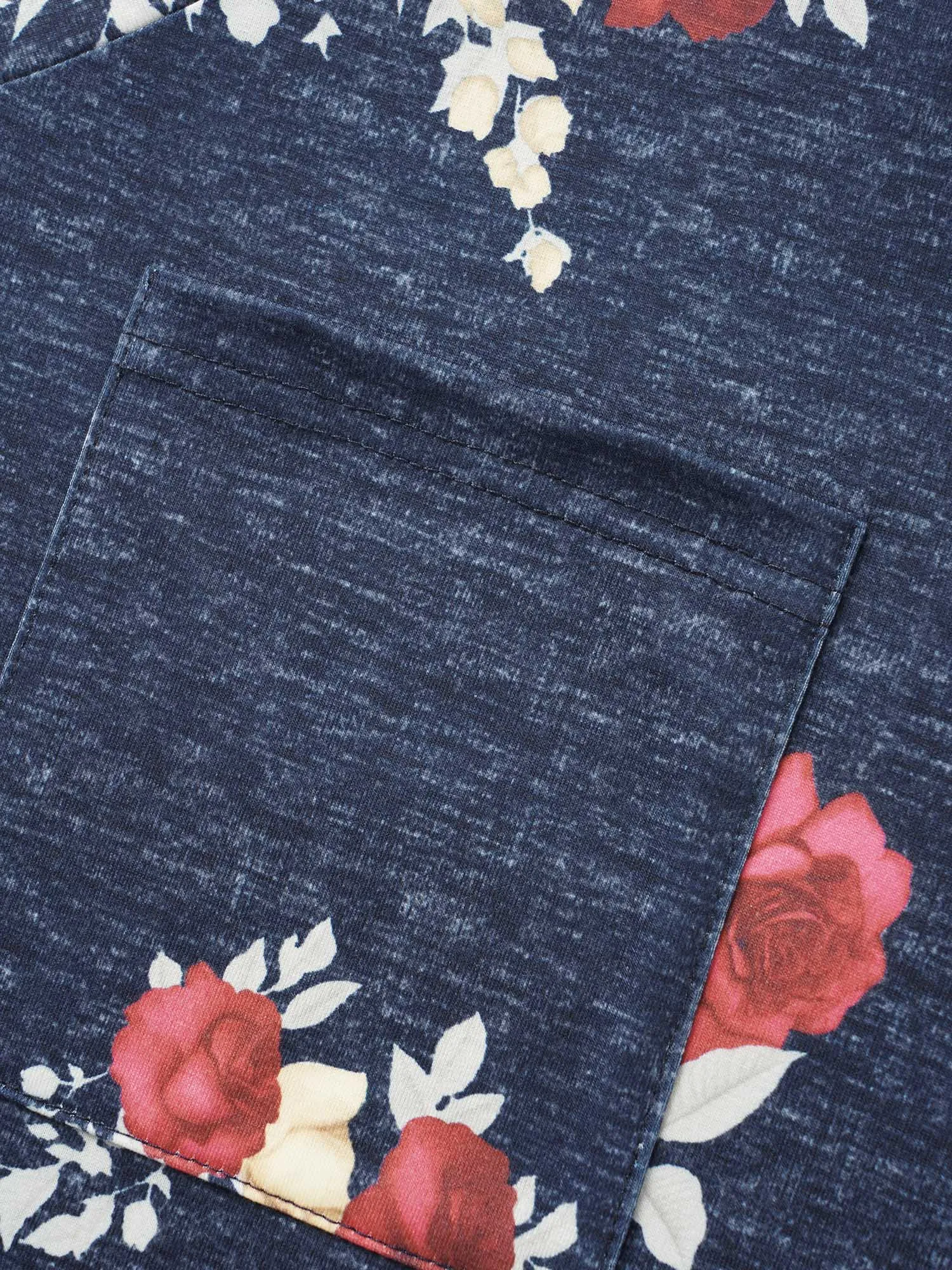 Floral Print Heather Patched Pocket T-shirt sold by Bloomchic product image thumbnail 5