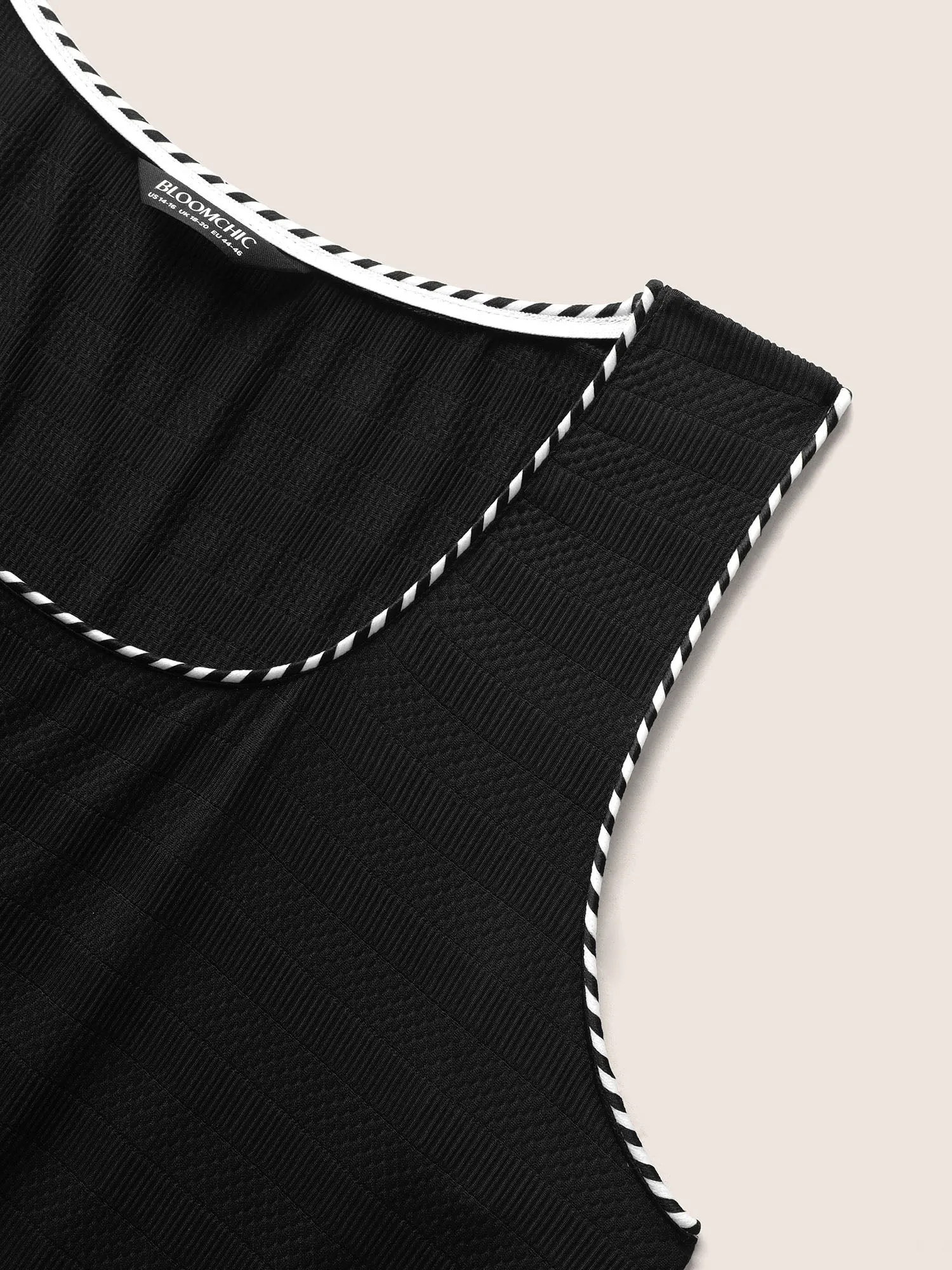 Square Neck Contrast Webbing Split Hem Dress sold by Bloomchic product image thumbnail 5