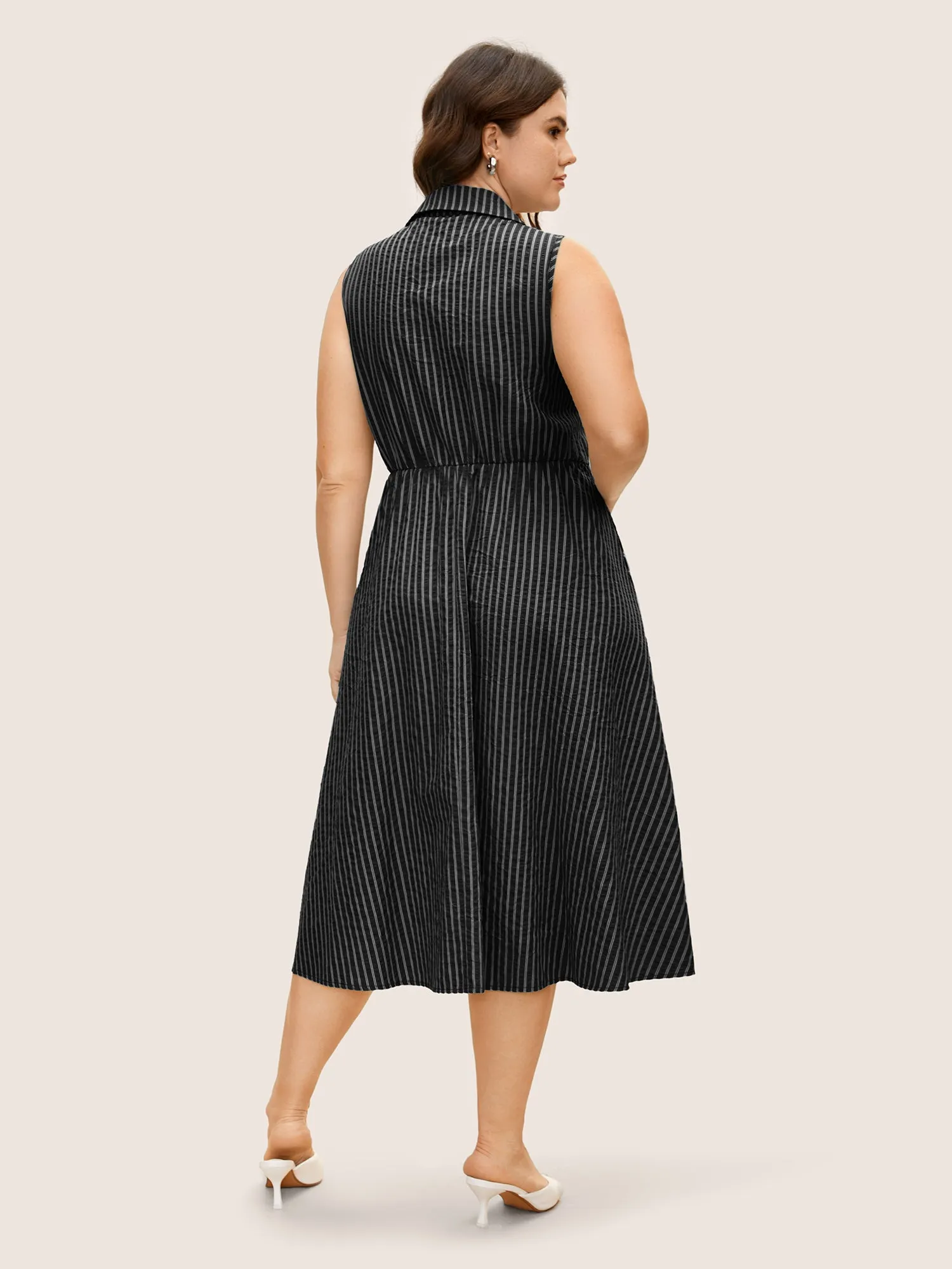Shirt Collar Striped Midi Tank Dress sold by Bloomchic product image thumbnail 4