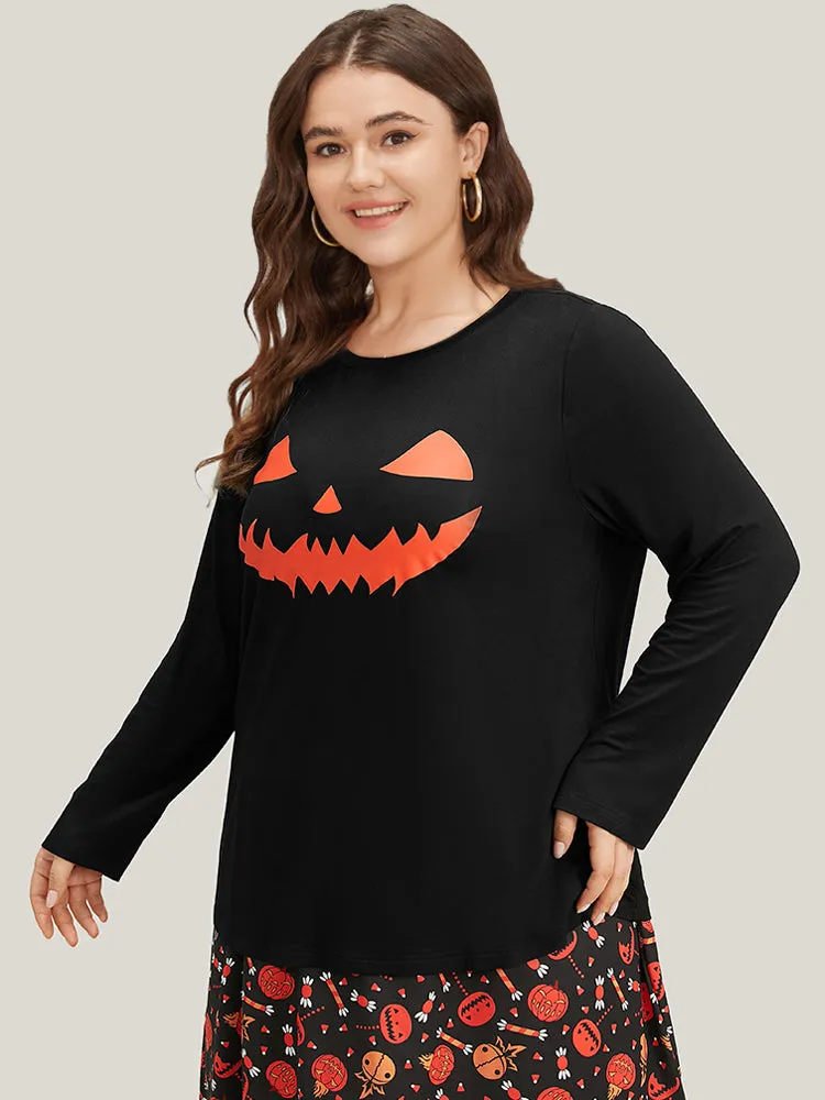 Halloween Pumpkin Print T-shirt sold by Bloomchic product image thumbnail 5