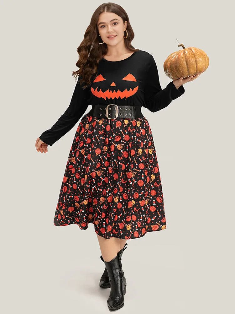 Halloween Pumpkin Print T-shirt sold by Bloomchic