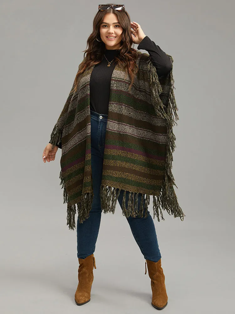 Contrast Striped Fringe Trim Drape Cardigan sold by Bloomchic product image thumbnail 5