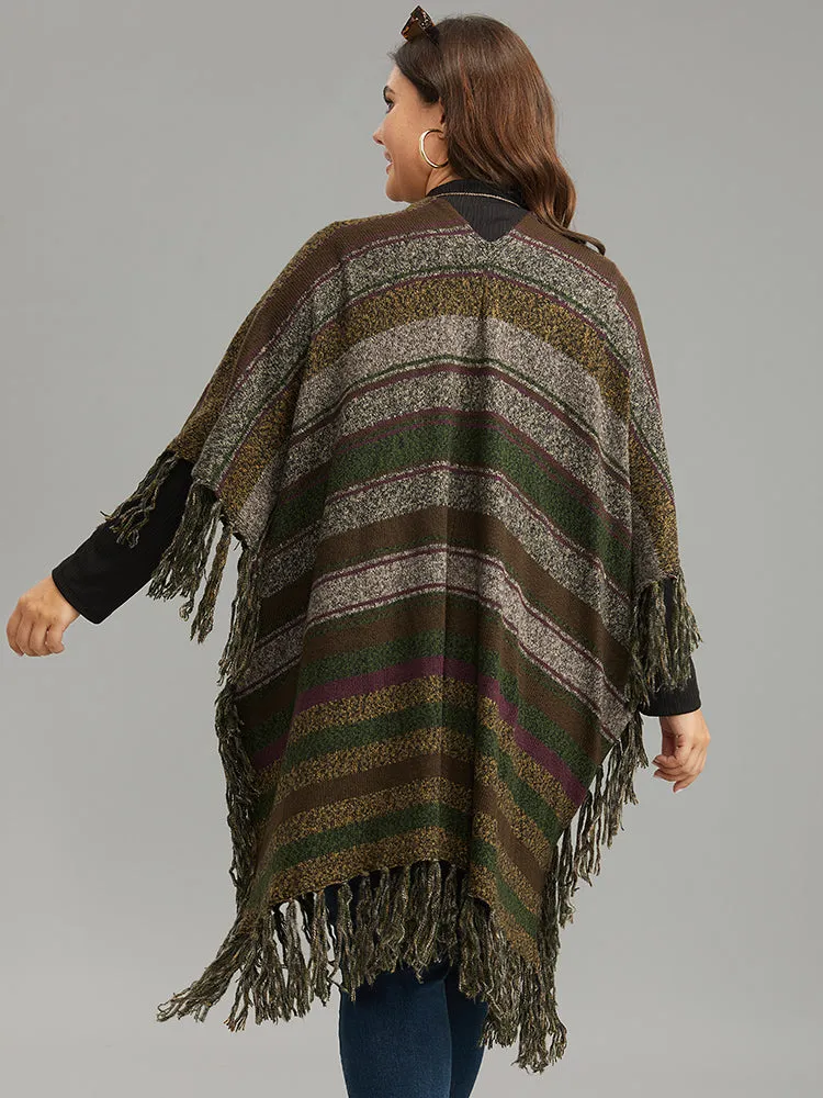 Contrast Striped Fringe Trim Drape Cardigan sold by Bloomchic product image thumbnail 2