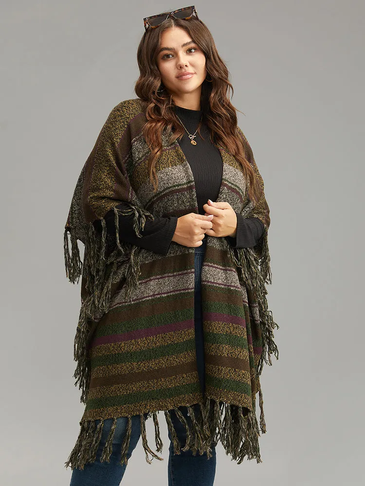 Contrast Striped Fringe Trim Drape Cardigan sold by Bloomchic product image thumbnail 3