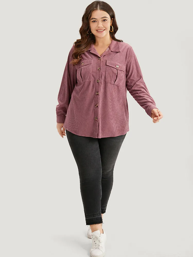 Plain Texture Pocket Button Through Shirt Collar Coat sold by Bloomchic product image thumbnail 4