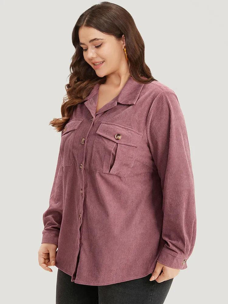 Plain Texture Pocket Button Through Shirt Collar Coat sold by Bloomchic product image thumbnail 3