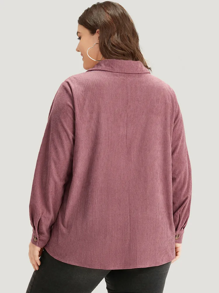 Plain Texture Pocket Button Through Shirt Collar Coat sold by Bloomchic product image thumbnail 2